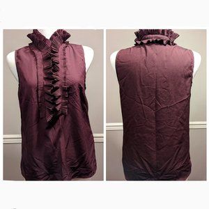 New York & Company 7th Avenue Design Studio Size M Plum Wine Ruffle Neck